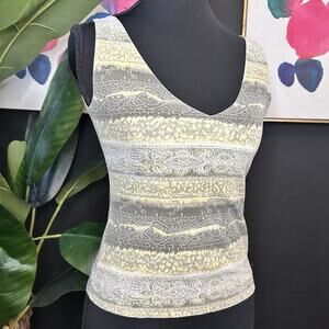 Y2K Vintage 90s Jane Norman Whit Boho Print Tank Top with V-neckline. #90s